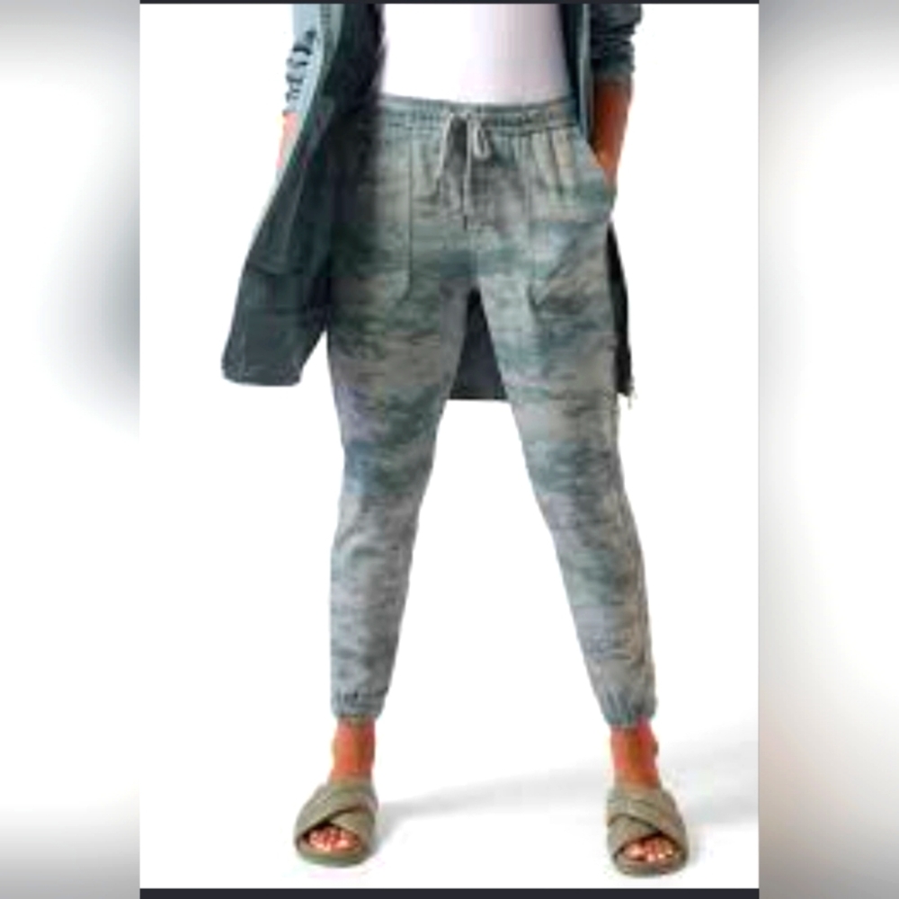 Athleta Farallon Jogger Pants Fog Camo Print Pockets Drawstring Women's Size XS